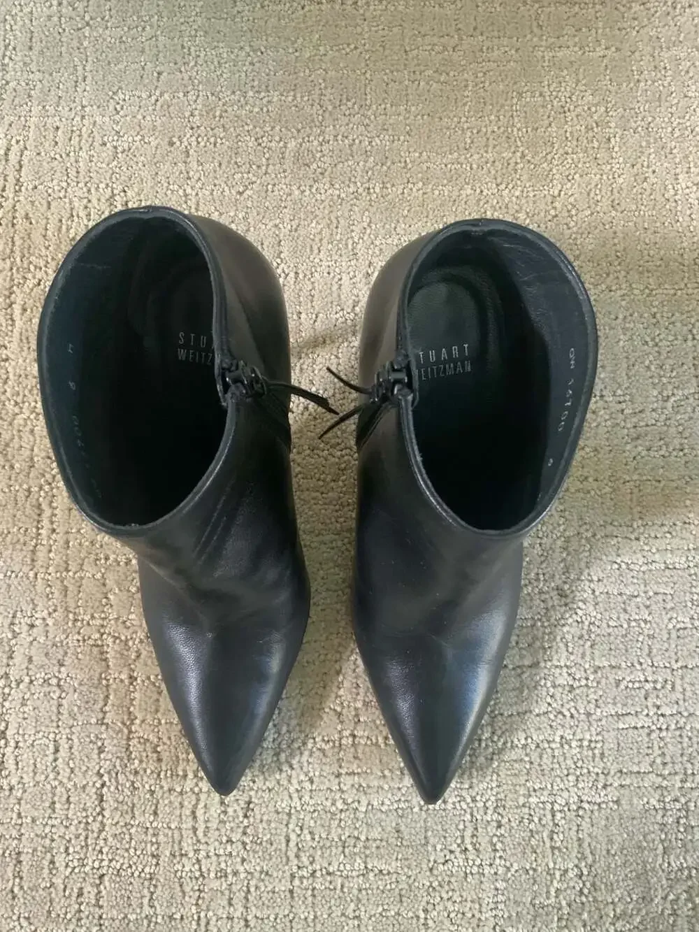 Stuart Weitzman Pointed Toe Ankle Boots Size 6 W Black Leather